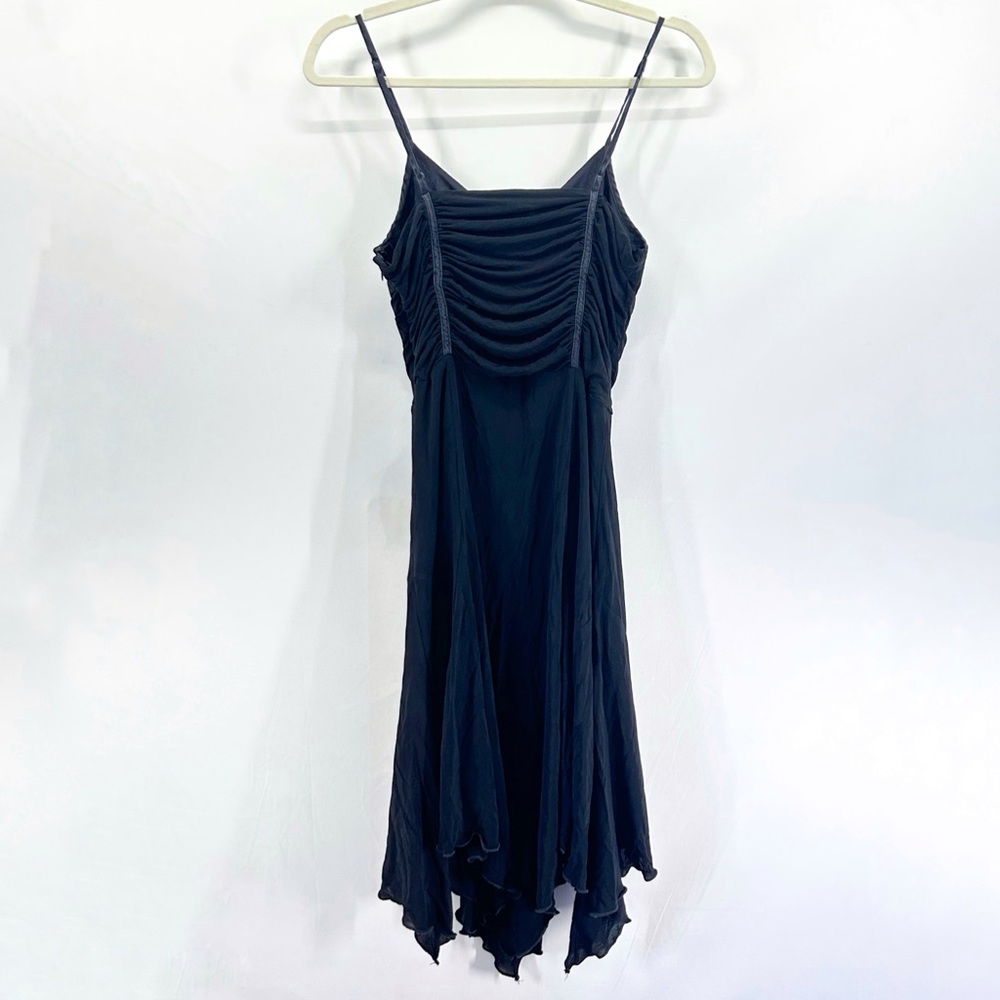 Vintage Bebe Y2K Black Witchy Fairy Midi Cocktail Dress Medium